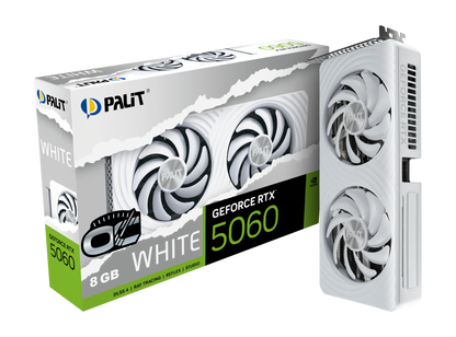 Tarjeta de video Nvidia RTX 5060 8GB Palit White OC Dual Fan
