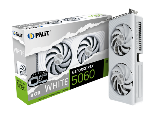 Tarjeta de video Nvidia RTX 5060 8GB Palit White OC Dual Fan