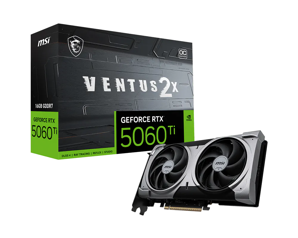 Tarjeta de video Nvidia RTX 5060Ti 16GB MSI Ventus 2X Black Dual Fan