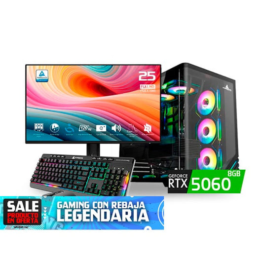 PC COMBO VOLD/ Ryzen 5 7600-UX200-RAM16GB-SSD1TB-RTX5060 8GB/ Monitor 25"/ Teclado y Mouse RGB